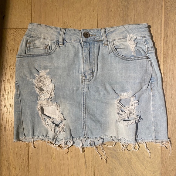 Light Ripped Jean Skirt - Picture 1 of 2